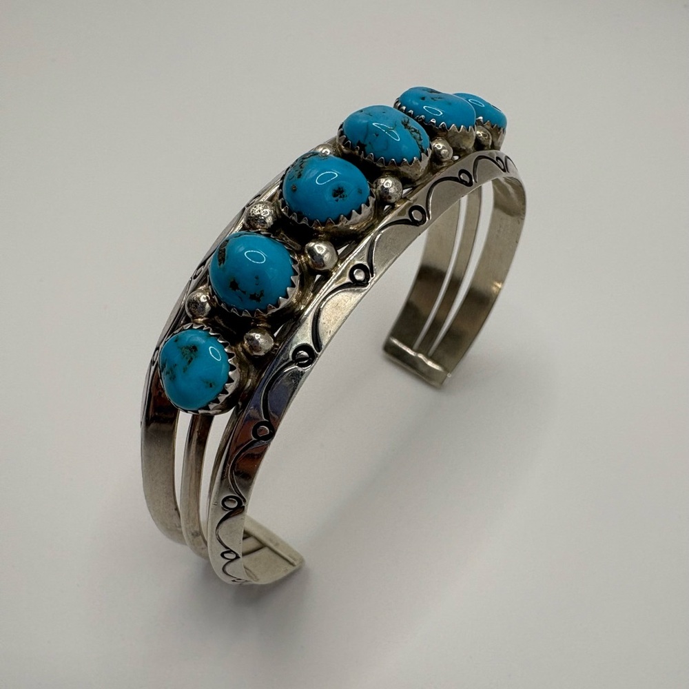 Sleeping beauty turquoise and sterling silver cuff bracelet